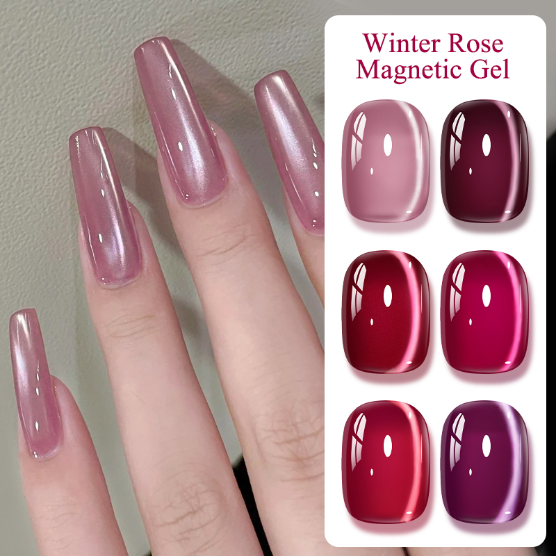 Resin Art Rose - 핑크 윈터 로즈 캣 마그네틱 젤