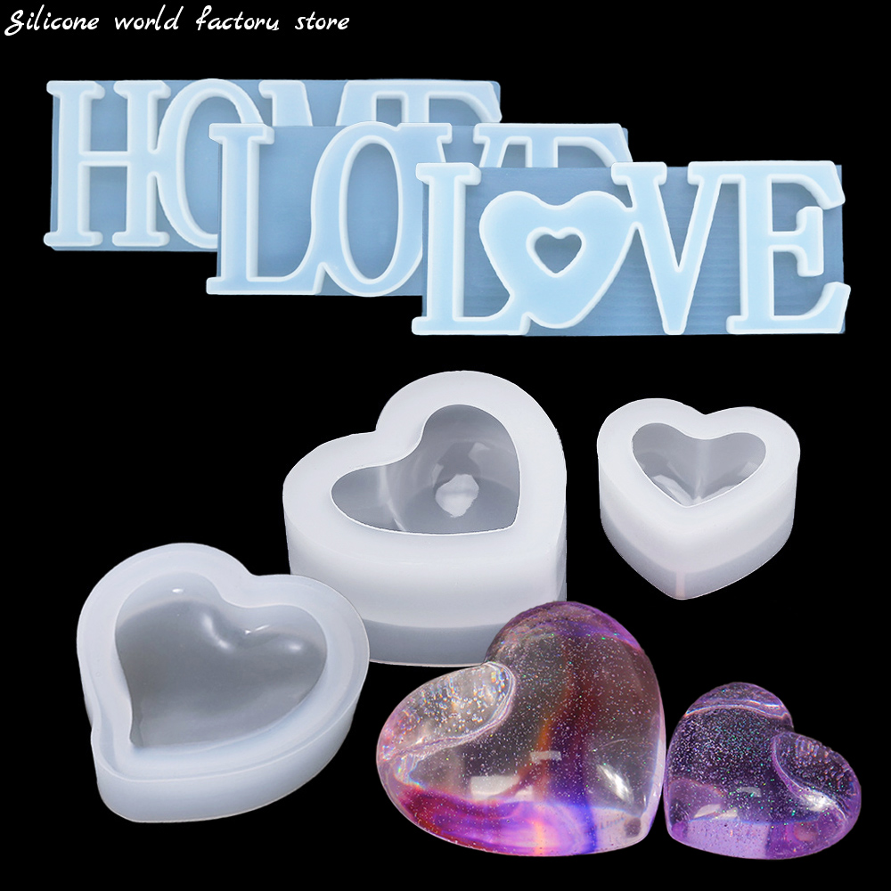 Resin Art Alphabet - 실리콘 월드 3D 하트 캔들 실리콘