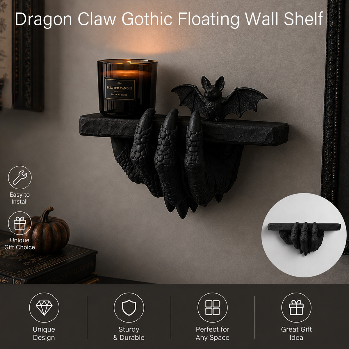 크로스보더 다크 드래곤 클로 벽걸이 선반 레진 고딕 벽 - Resin Art Wallpaper 리뷰 및 가격