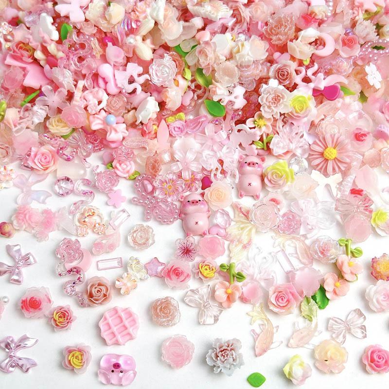 랜덤 혼합 스위트 핑크 활 네일 참, DIY 크림 접착 - Resin Art Rose 리뷰 및 가격