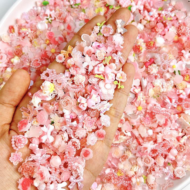 랜덤 혼합 스위트 핑크 활 네일 참, DIY 크림 접착 - Resin Art Rose 리뷰 및 가격
