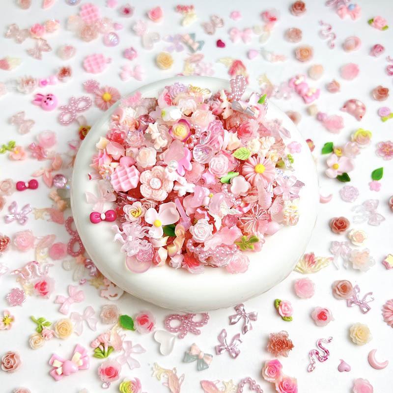 랜덤 혼합 스위트 핑크 활 네일 참, DIY 크림 접착 - Resin Art Rose 리뷰 및 가격