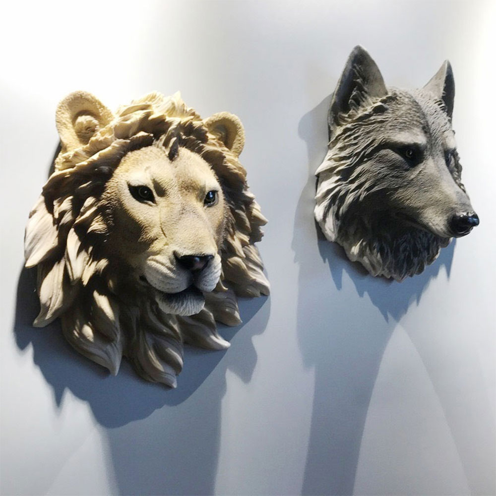 동물 늑대 머리 금형 사자 머리 올빼미 벽 장식 석고  - Resin Art Wallpaper 리뷰 및 가격